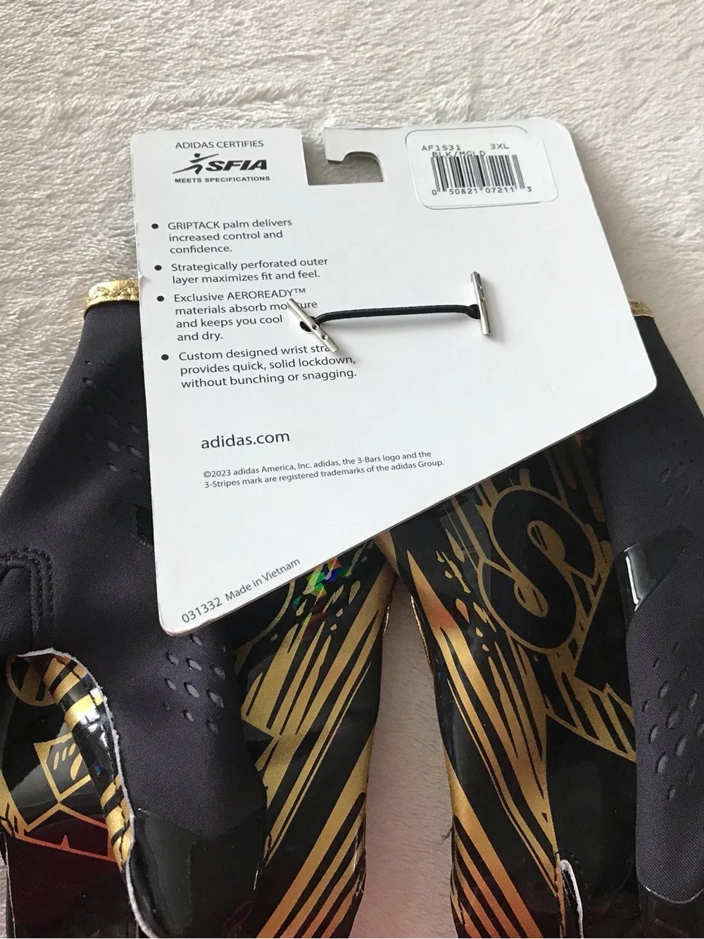 Adizero adidas Men’s Black Gloves with Gold Accents